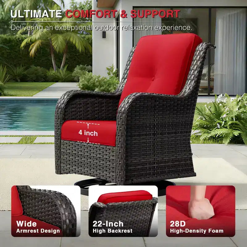 Ensemble de canapé d'extérieur 2 places UPTIOT Premium avec fauteuils pivotants et poufs multifonctionnels