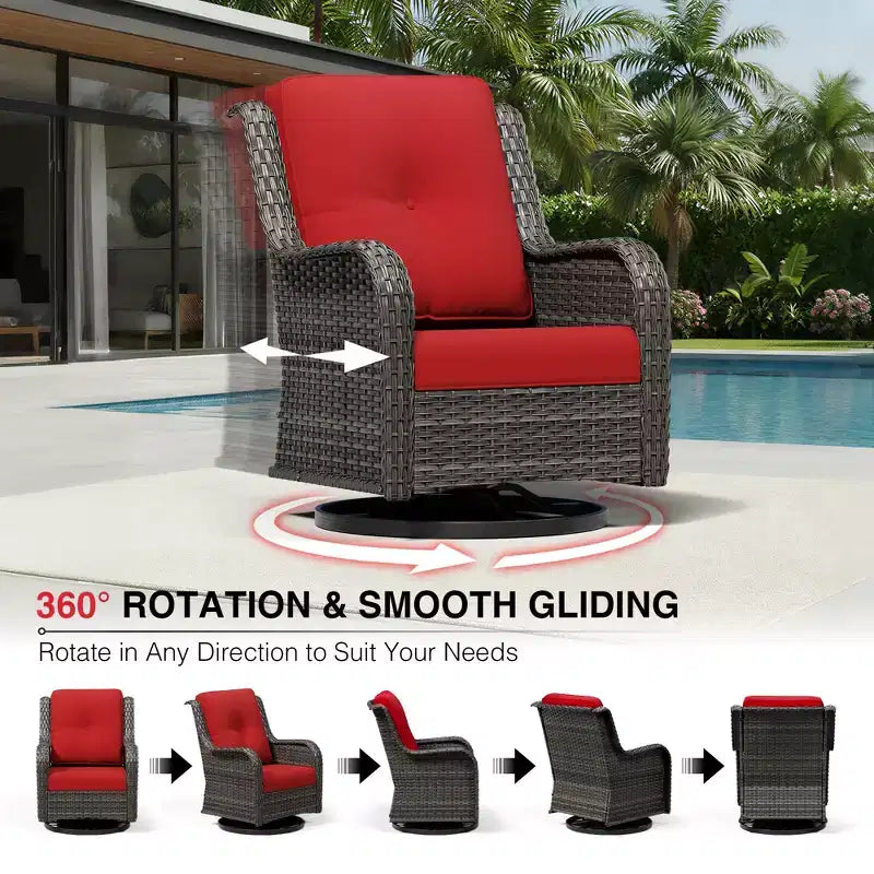 Ensemble de canapé d'extérieur 2 places UPTIOT Premium avec fauteuils pivotants et poufs multifonctionnels