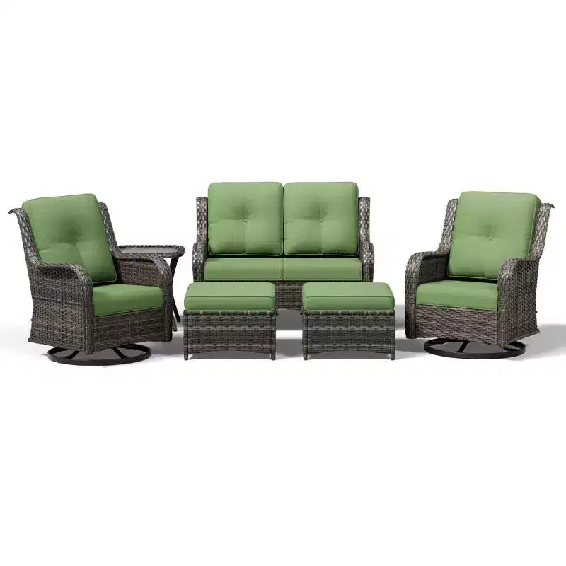 Ensemble de canapé d'extérieur 2 places UPTIOT Premium avec fauteuils pivotants et poufs multifonctionnels