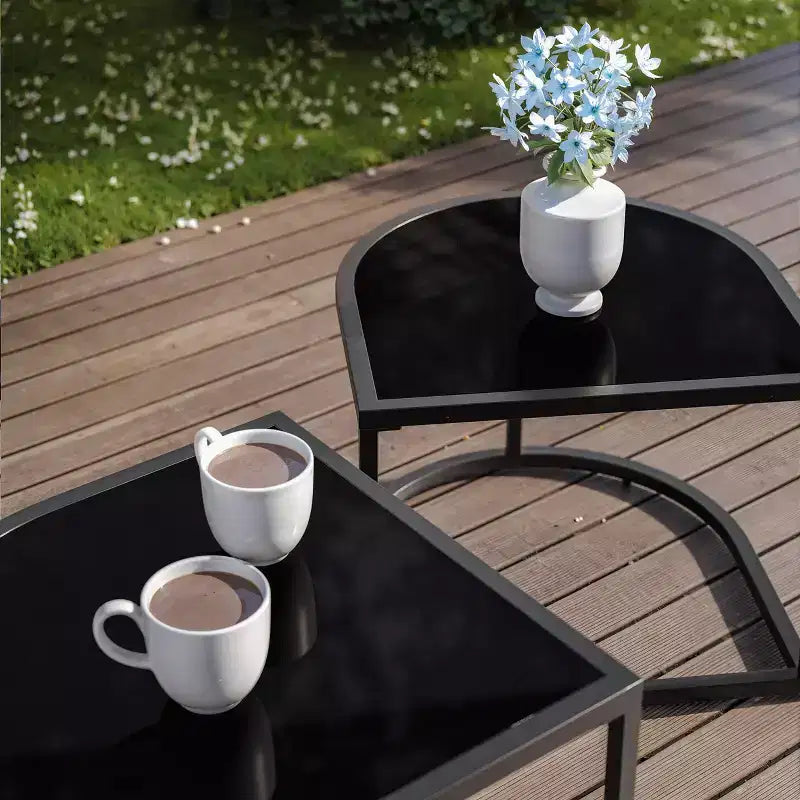 ALAULM Ensemble de canapé de patio extérieur 5 pièces avec table basse modulable, 6 coussins amovibles imperméables, utilisation tout temps, pour pelouse, jardin, arrière-cour, bleu marine