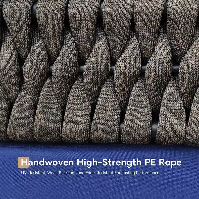 ALAULM Ensemble de canapé de patio extérieur 5 pièces avec table basse modulable, 6 coussins amovibles imperméables, utilisation tout temps, pour pelouse, jardin, arrière-cour, bleu marine