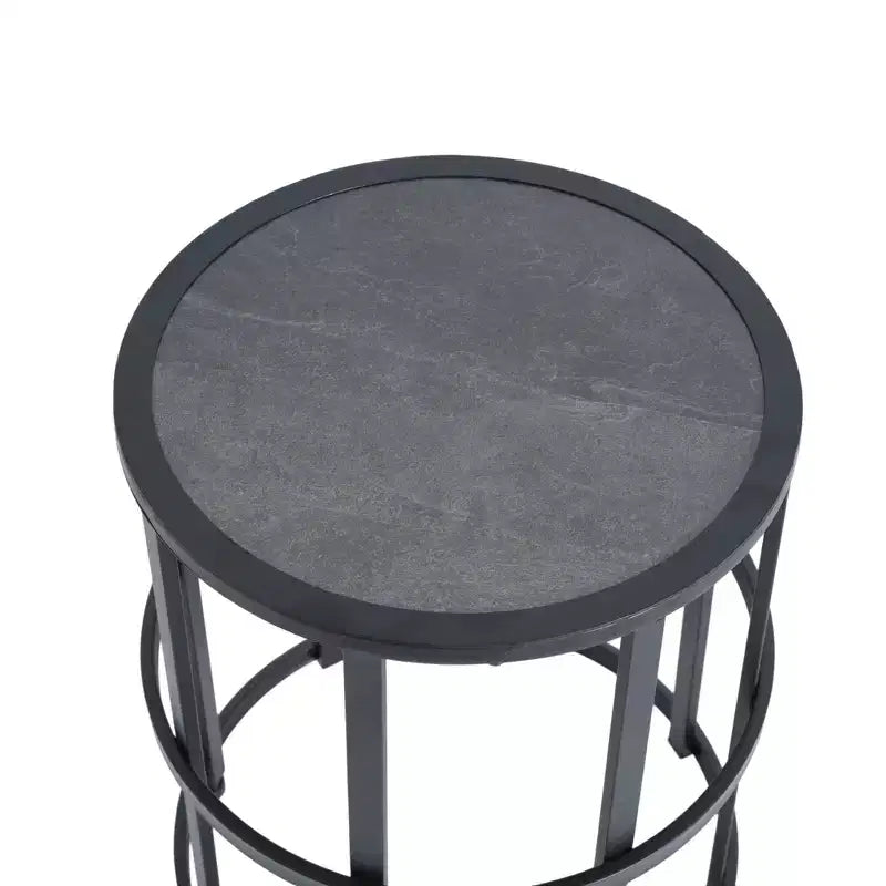 Christopher Knight Home Orietta Lot de 3 chaises longues d'extérieur réglables en corde avec table d'appoint en carrelage céramique