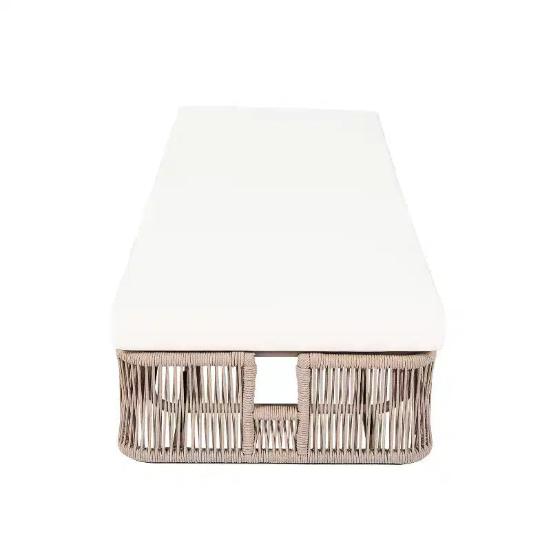 Christopher Knight Home Orietta Lot de 3 chaises longues d'extérieur réglables en corde avec table d'appoint en carrelage céramique