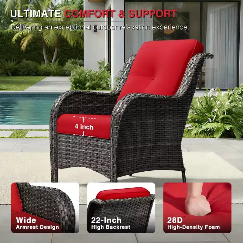 Ensemble canapé 2 places et 4 chaises en osier d'extérieur UPTIOT avec coussins tout temps