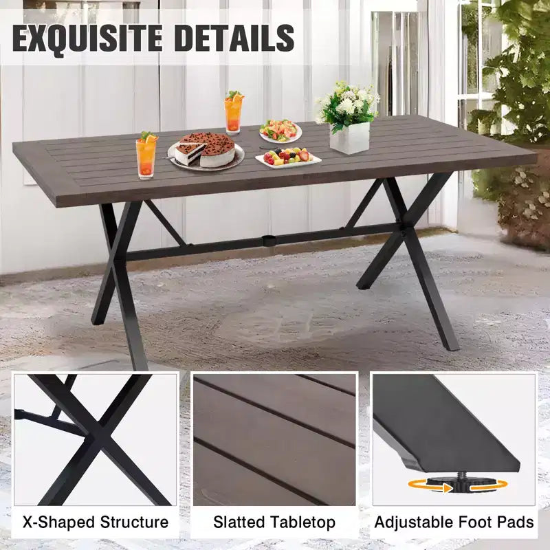 EAGLE PEAK Ensembles de salle à manger d'extérieur, ensemble de table de patio avec trou pour parasol, 2 chaises et banc, marron/beige