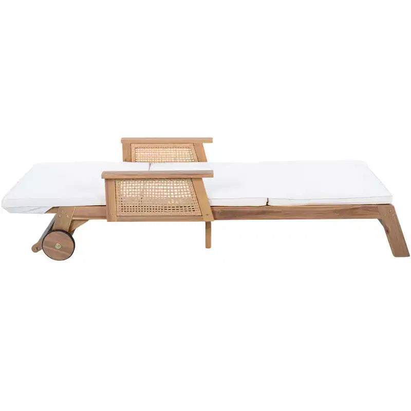 Christopher Knight Home Sakura Ensemble moderne 3 pièces avec bain de soleil en acacia et table à lattes avec accoudoirs en osier