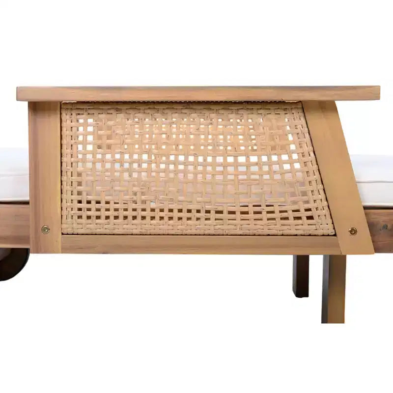 Christopher Knight Home Sakura Ensemble moderne 3 pièces avec bain de soleil en acacia et table à lattes avec accoudoirs en osier