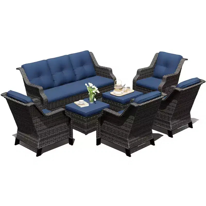 Ensemble UPTIOT de 4 chaises avec 2 poufs et un canapé