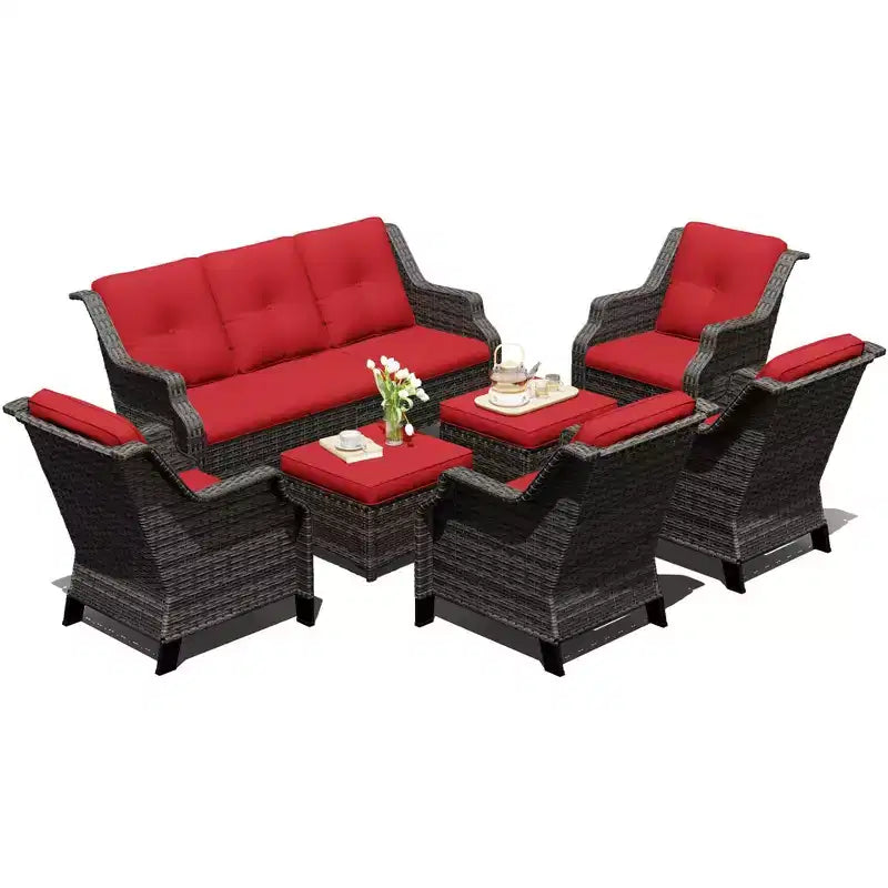 Ensemble UPTIOT de 4 chaises avec 2 poufs et un canapé