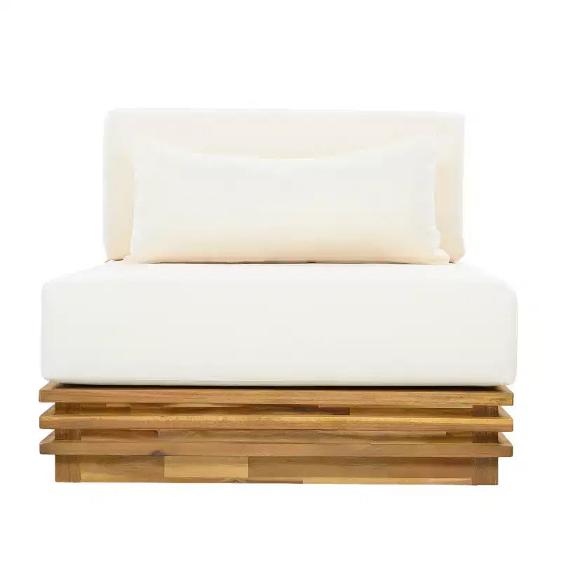 Christopher Knight Home Nolan Ensemble de conversation de patio moderne 3 pièces en bois d'acacia avec fauteuils club surdimensionnés et table d'appoint