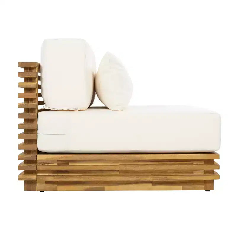 Christopher Knight Home Nolan Ensemble de conversation de patio moderne 3 pièces en bois d'acacia avec fauteuils club surdimensionnés et table d'appoint