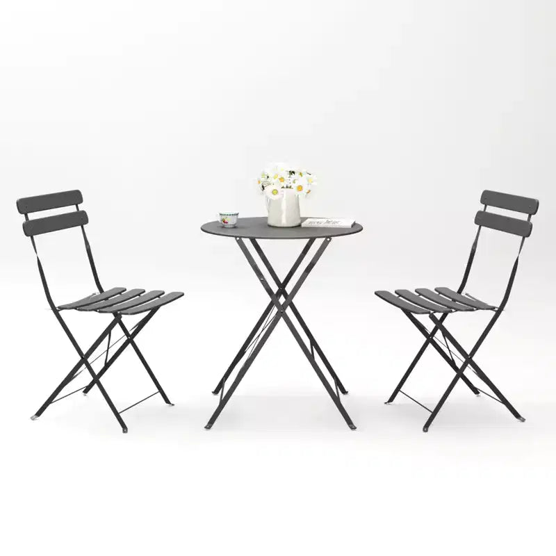 Ensemble de 3 chaises et table de bistrot en métal pour balcon/patio
