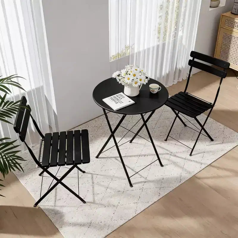 Ensemble de 3 chaises et table de bistrot en métal pour balcon/patio
