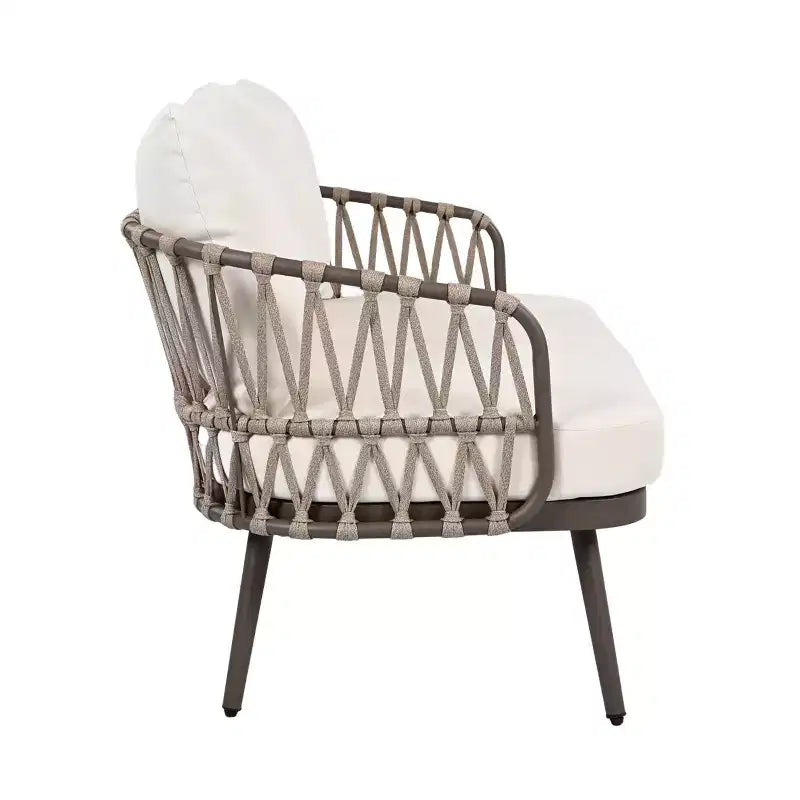 Christopher Knight Home Piotr, ensemble de 4 pièces de salon d'extérieur en bois d'acacia et métal tressé avec corde
