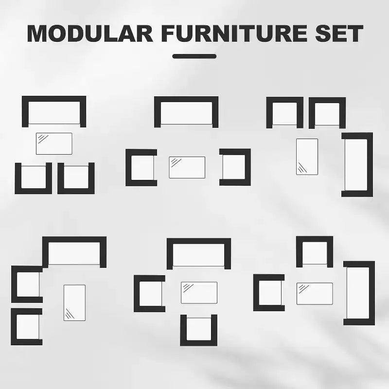 Ensemble de meubles de patio extérieur 4 pièces, ensembles de conversation en rotin osier, ensemble de patio bistrot avec 2 chaises, coussin doux, causeuse et 1 table basse en verre
