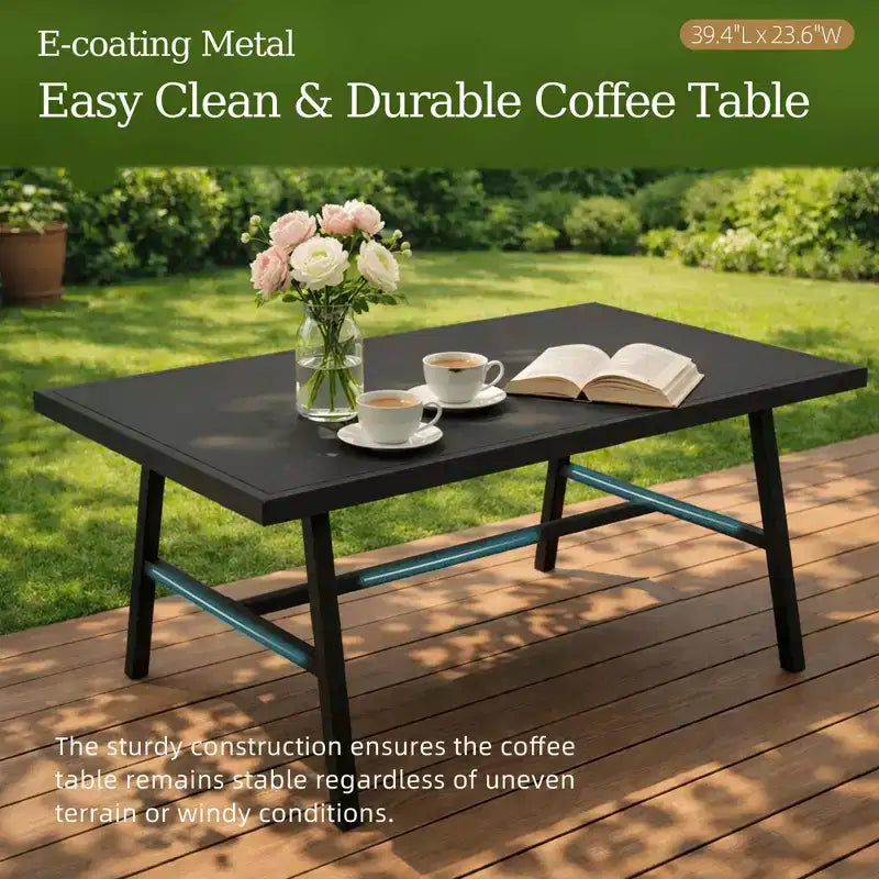 ALAULM Ensemble de conversation de terrasse 5 places, Ensemble de canapé-fauteuil à bascule extérieur avec coussins épais et table basse, Ensemble de meubles de bistrot