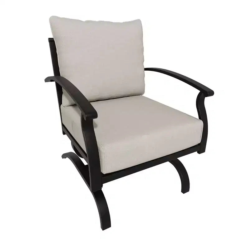 ALAULM Ensemble de conversation de terrasse 5 places, Ensemble de canapé-fauteuil à bascule extérieur avec coussins épais et table basse, Ensemble de meubles de bistrot