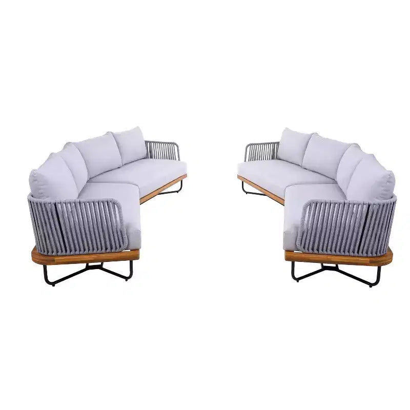 Christopher Knight Home Oleg Ensemble de canapé sectionnel d'extérieur 4 pièces en corde et acacia (table non incluse)