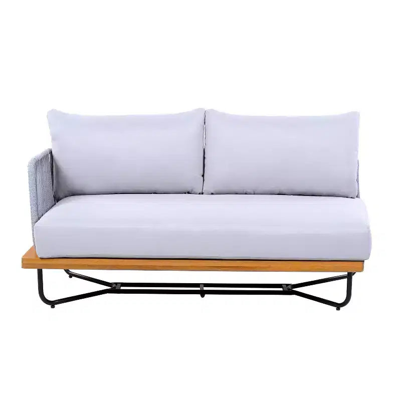 Christopher Knight Home Oleg Ensemble de canapé sectionnel d'extérieur 4 pièces en corde et acacia (table non incluse)