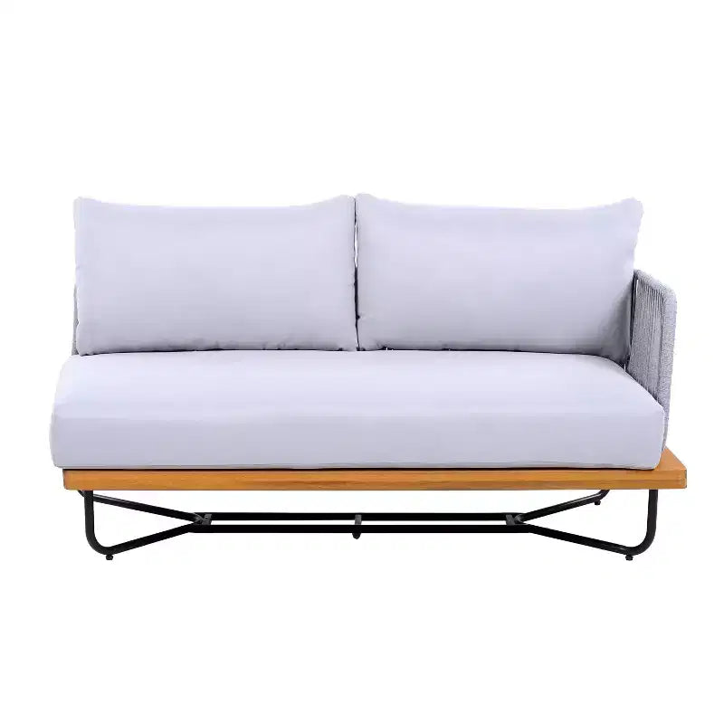 Christopher Knight Home Oleg Ensemble de canapé sectionnel d'extérieur 4 pièces en corde et acacia (table non incluse)
