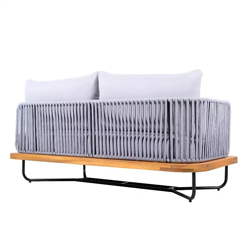 Christopher Knight Home Oleg Ensemble de canapé sectionnel d'extérieur 4 pièces en corde et acacia (table non incluse)