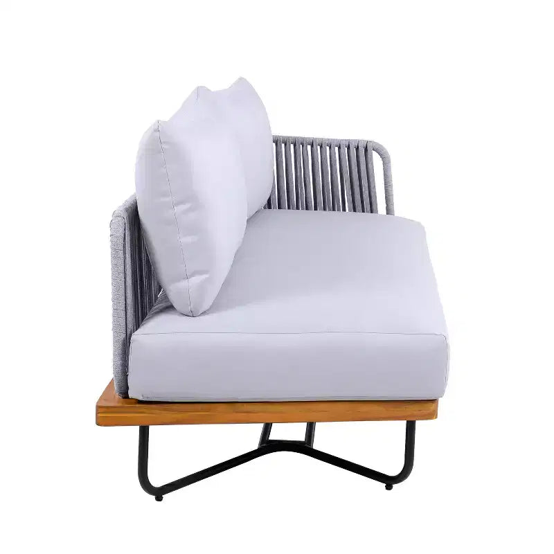 Christopher Knight Home Oleg Ensemble de canapé sectionnel d'extérieur 4 pièces en corde et acacia (table non incluse)
