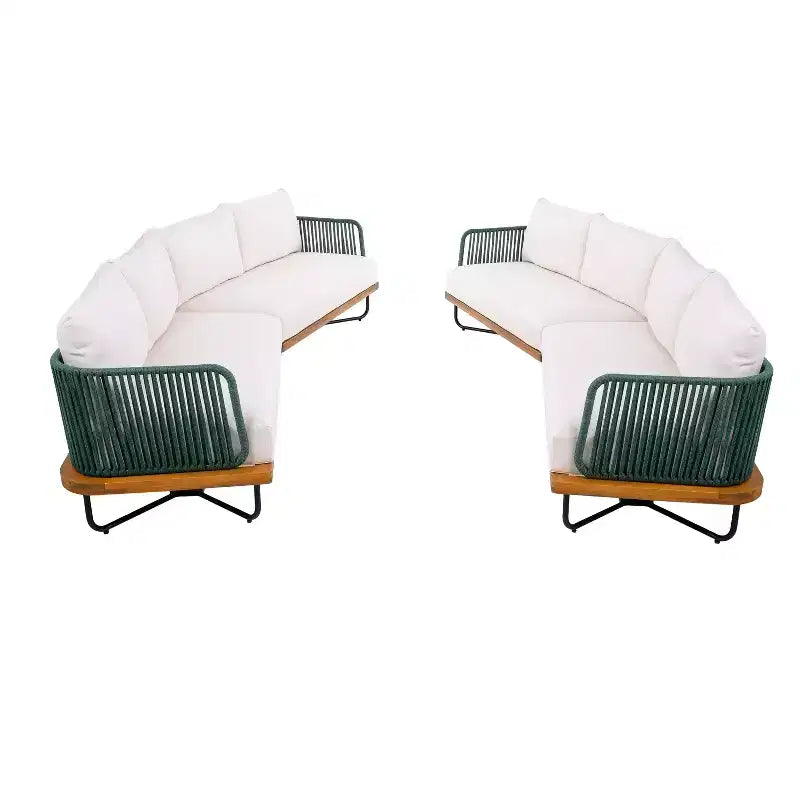 Christopher Knight Home Oleg Ensemble de canapé sectionnel d'extérieur 4 pièces en corde et acacia (table non incluse)