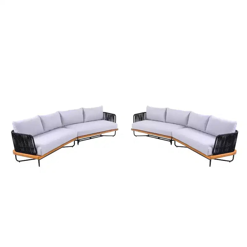 Christopher Knight Home Oleg Ensemble de canapé sectionnel d'extérieur 4 pièces en corde et acacia (table non incluse)