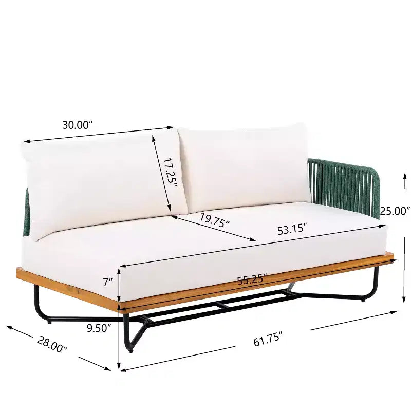 Christopher Knight Home Oleg Ensemble de canapé sectionnel d'extérieur 4 pièces en corde et acacia (table non incluse)
