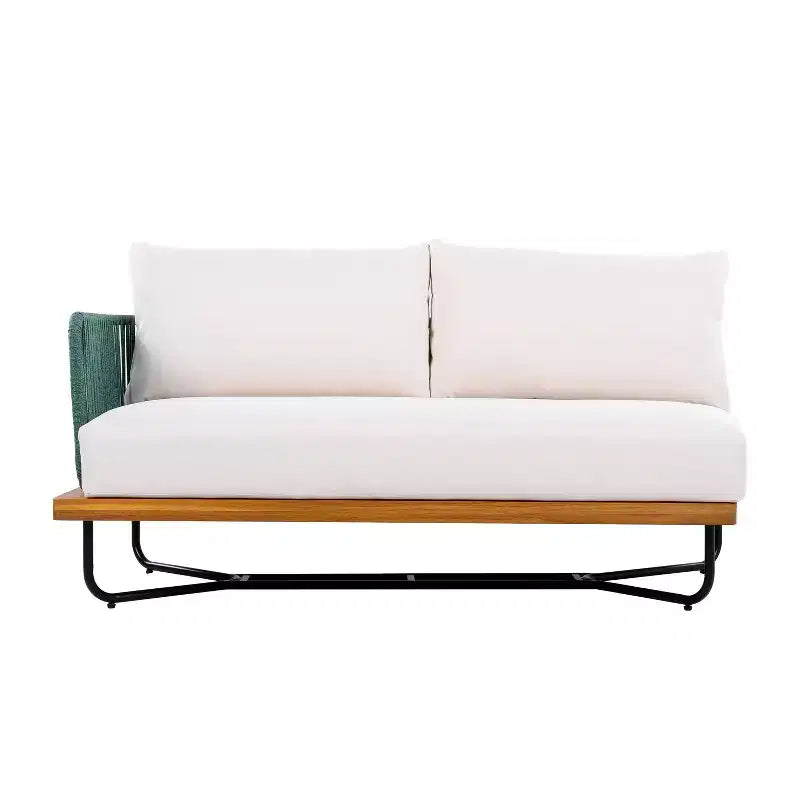 Christopher Knight Home Oleg Ensemble de canapé sectionnel d'extérieur 4 pièces en corde et acacia (table non incluse)