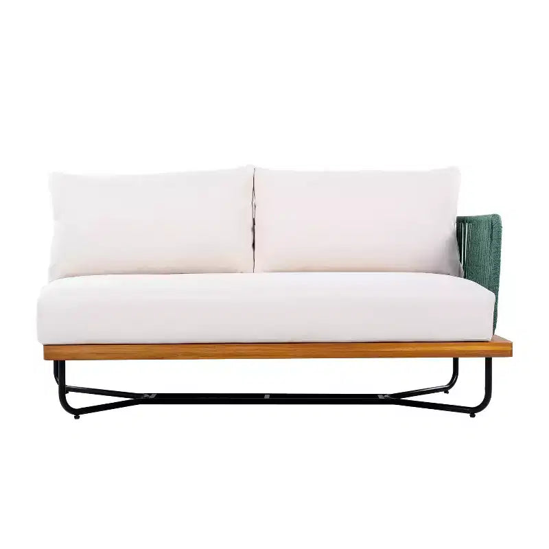 Christopher Knight Home Oleg Ensemble de canapé sectionnel d'extérieur 4 pièces en corde et acacia (table non incluse)