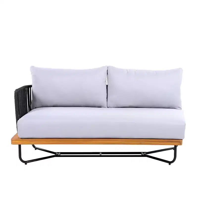 Christopher Knight Home Oleg Ensemble de canapé sectionnel d'extérieur 4 pièces en corde et acacia (table non incluse)