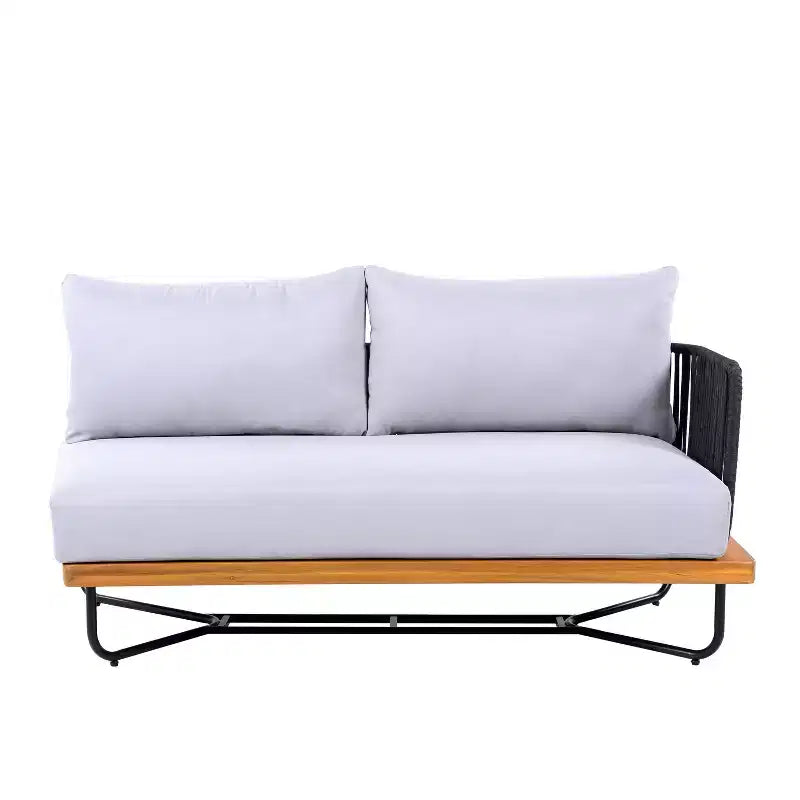 Christopher Knight Home Oleg Ensemble de canapé sectionnel d'extérieur 4 pièces en corde et acacia (table non incluse)