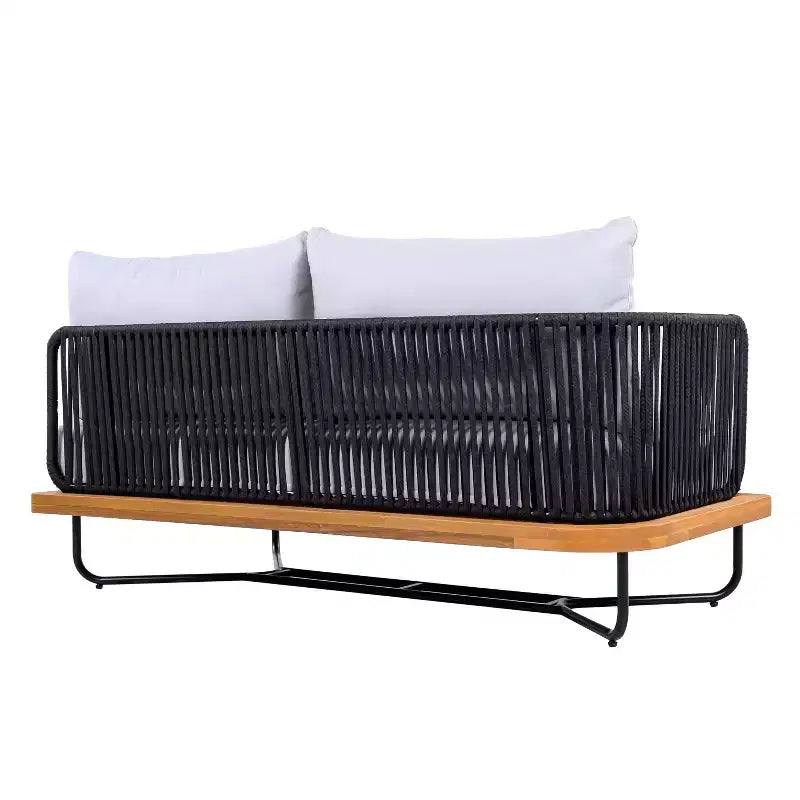 Christopher Knight Home Oleg Ensemble de canapé sectionnel d'extérieur 4 pièces en corde et acacia (table non incluse)