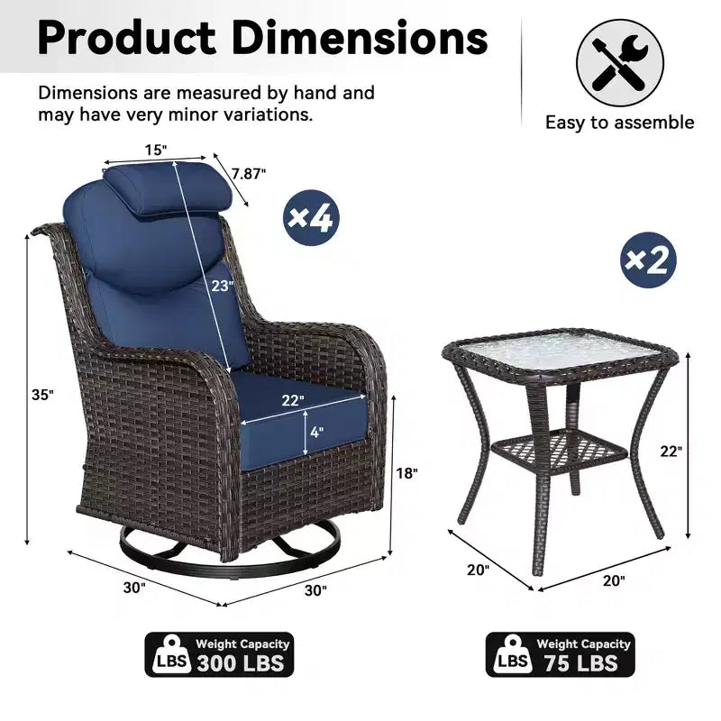 Ensemble de fauteuils à bascule d'extérieur UPTIOT avec tables d'appoint pour la détente sur la terrasse