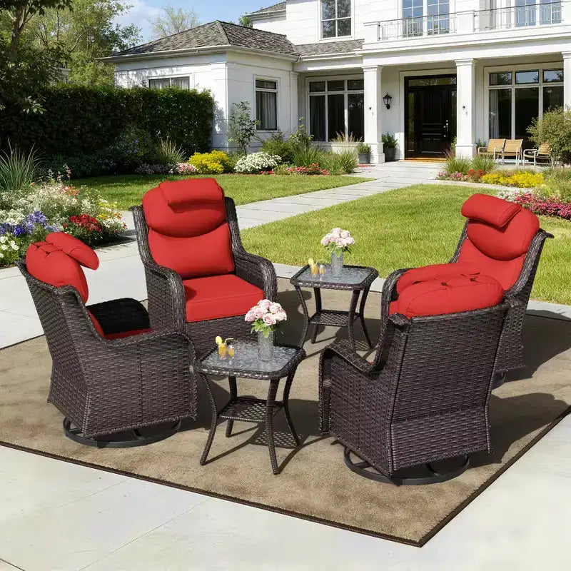 Ensemble de fauteuils à bascule d'extérieur UPTIOT avec tables d'appoint pour la détente sur la terrasse