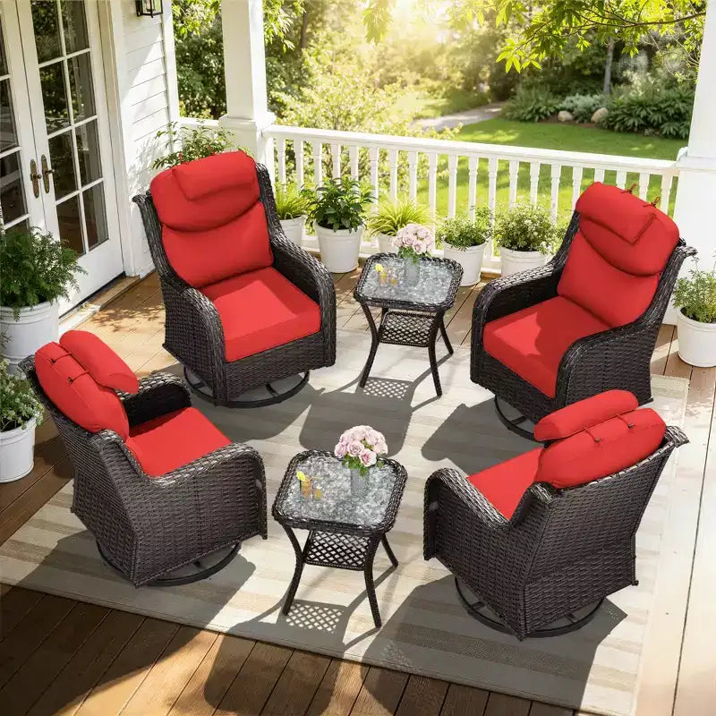 Ensemble de fauteuils à bascule d'extérieur UPTIOT avec tables d'appoint pour la détente sur la terrasse
