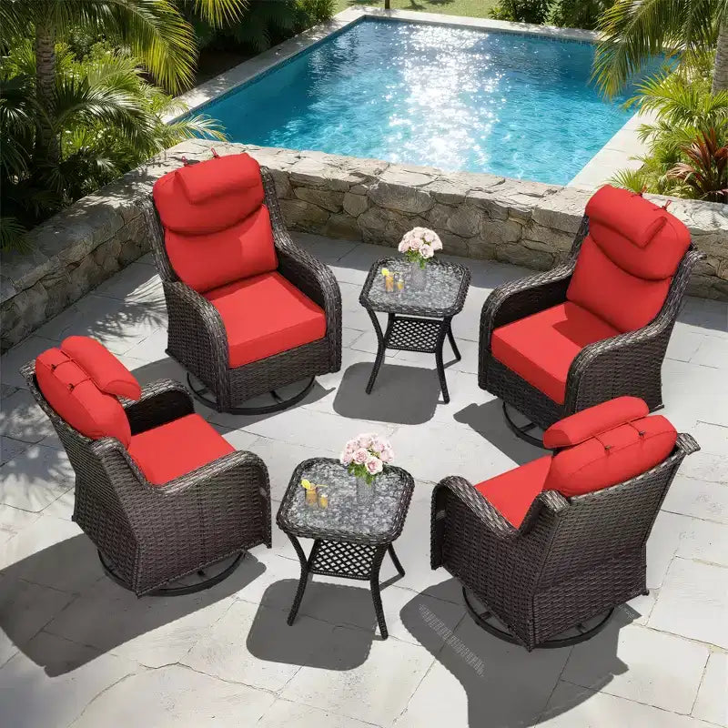 Ensemble de fauteuils à bascule d'extérieur UPTIOT avec tables d'appoint pour la détente sur la terrasse