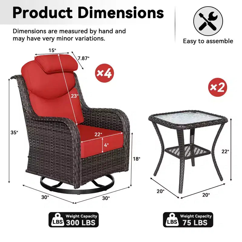 Ensemble de fauteuils à bascule d'extérieur UPTIOT avec tables d'appoint pour la détente sur la terrasse
