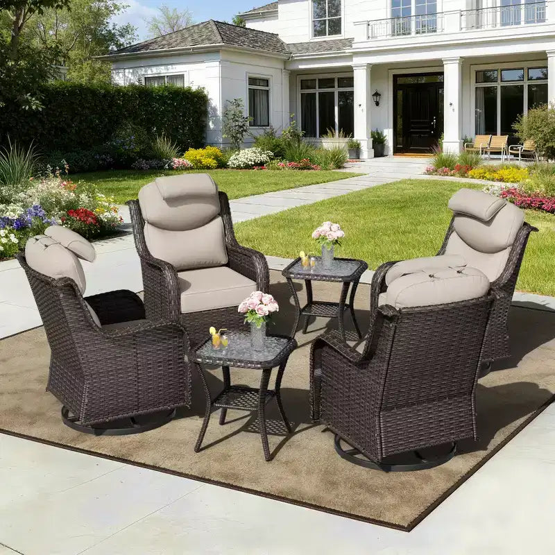 Ensemble de fauteuils à bascule d'extérieur UPTIOT avec tables d'appoint pour la détente sur la terrasse