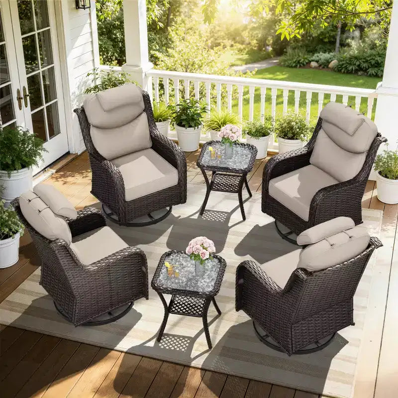 Ensemble de fauteuils à bascule d'extérieur UPTIOT avec tables d'appoint pour la détente sur la terrasse