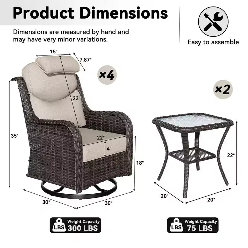 Ensemble de fauteuils à bascule d'extérieur UPTIOT avec tables d'appoint pour la détente sur la terrasse