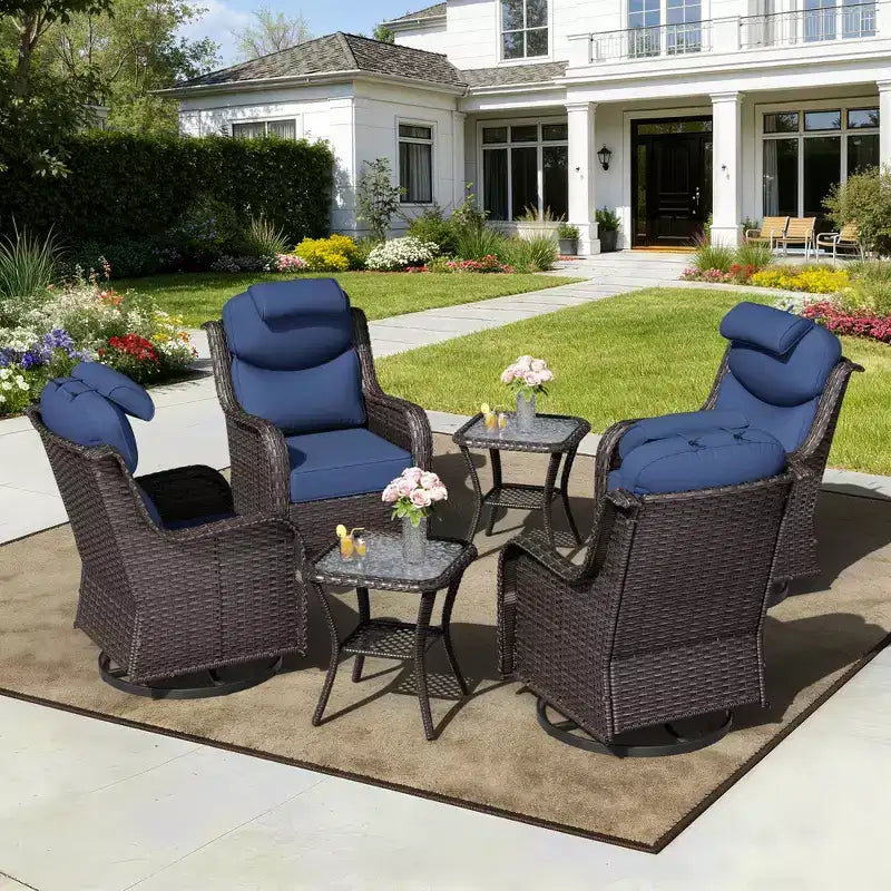 Ensemble de fauteuils à bascule d'extérieur UPTIOT avec tables d'appoint pour la détente sur la terrasse