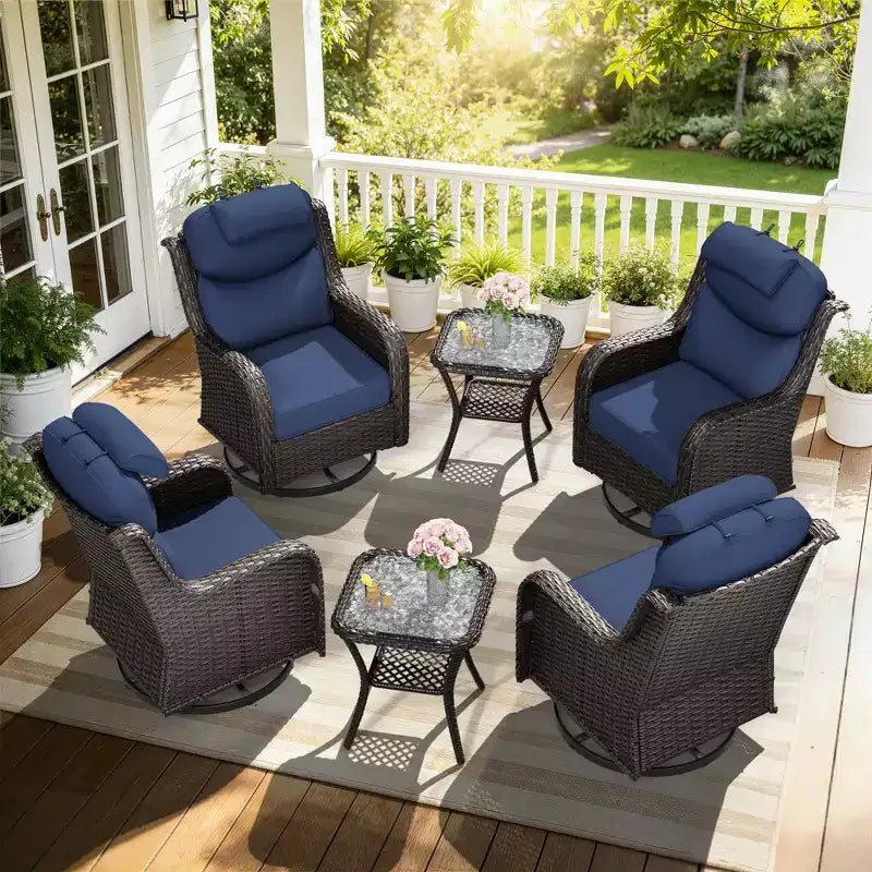 Ensemble de fauteuils à bascule d'extérieur UPTIOT avec tables d'appoint pour la détente sur la terrasse