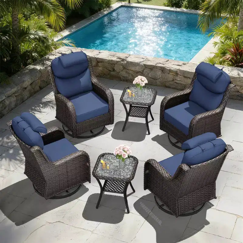Ensemble de fauteuils à bascule d'extérieur UPTIOT avec tables d'appoint pour la détente sur la terrasse