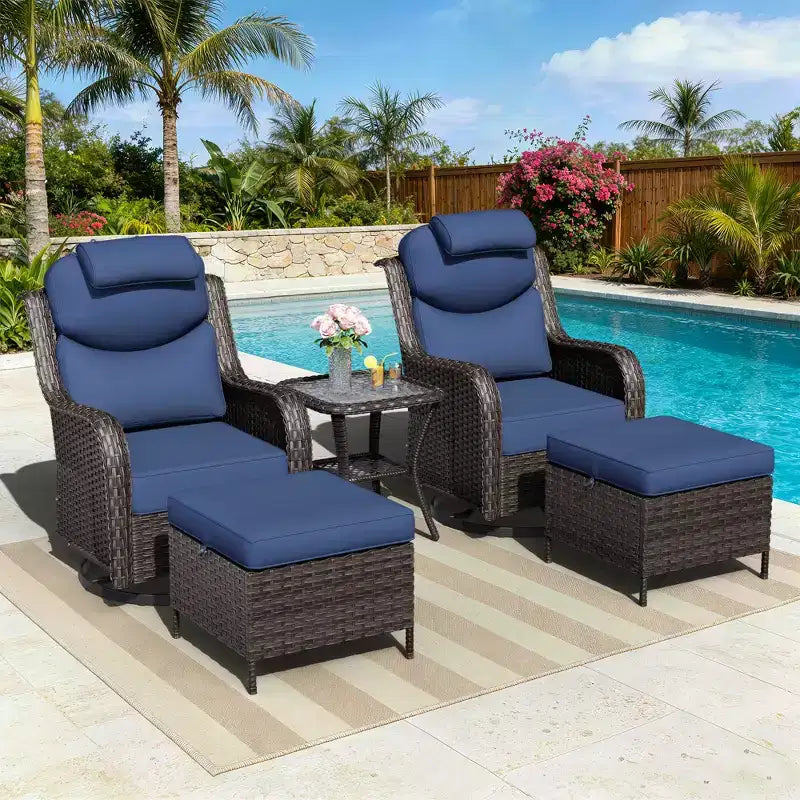 Ensemble de fauteuils à bascule d'extérieur UPTIOT avec ottoman convertible et table d'appoint pour la détente sur le patio