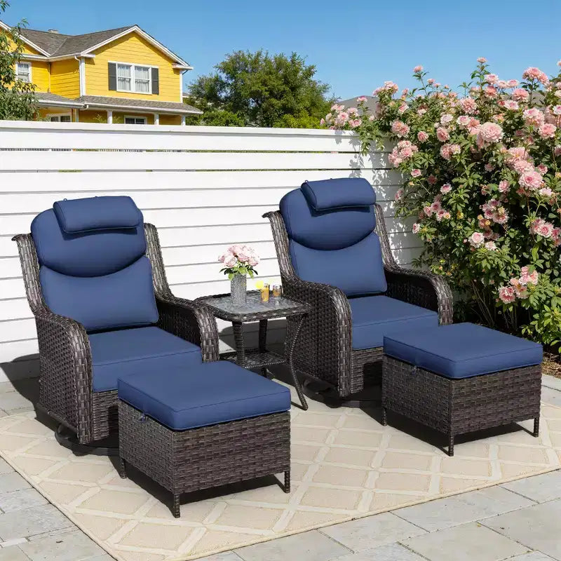 Ensemble de fauteuils à bascule d'extérieur UPTIOT avec ottoman convertible et table d'appoint pour la détente sur le patio