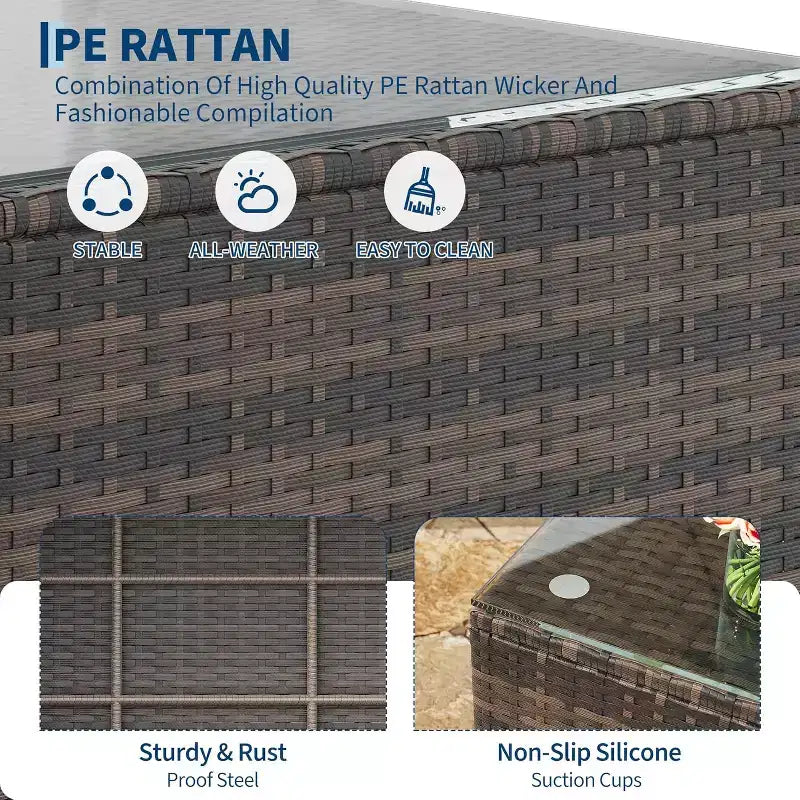 Acekool Ensemble de canapé sectionnel 5 pièces en rotin pour terrasse, meubles d'extérieur modulables avec coussins, pour jardin, cour, piscine