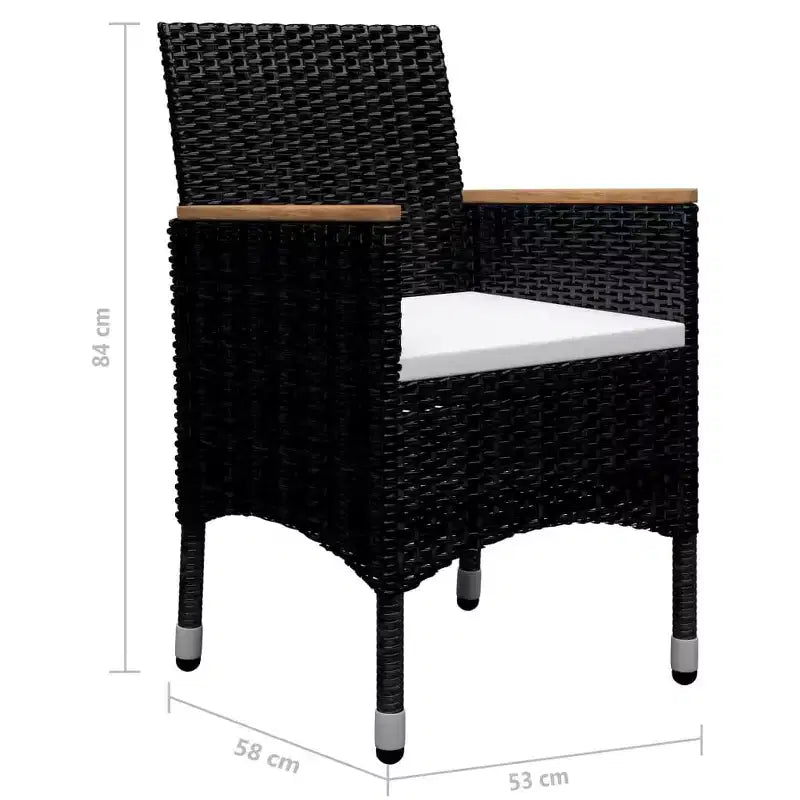 vidaXL Ensemble de salle à manger noir et marron Résine tressée Grandes housses amovibles