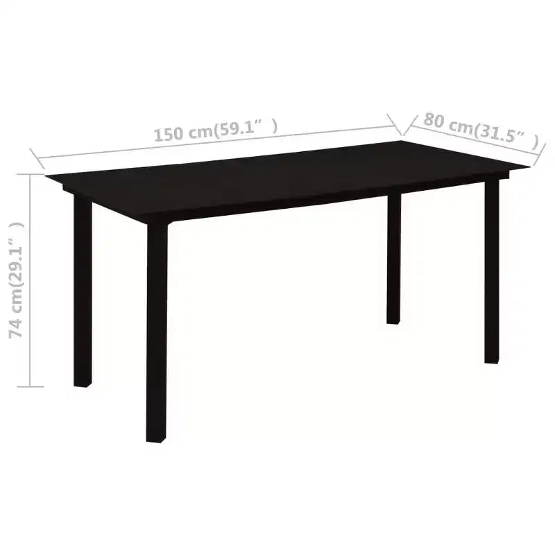 vidaXL Salon de jardin noir résine tressée, acier revêtu par poudre, verre